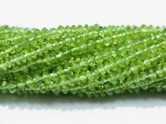 1 strand arizona peridot rondelle smooth 14'' long strand gemstone beads, jewelry supplies for jewelry making, bulk beads, for meditation jewellery for Reiki Healing  gemstone size 3mm