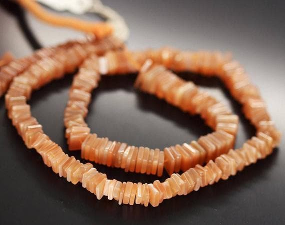 1 strand peach moonstone square box smooth 16'' long strand gemstone beads, jewelry supplies for jewelry making, bulk beads, for meditation jewellery for Reiki Healing  gemstone size 6mm