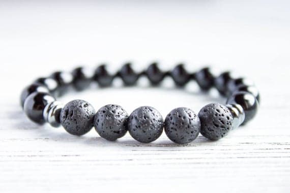 Mens Lava Bracelet Black Lava Rock Bracelet Black Men Bracelet Boyfriend Bracelet Brother Bracelet Dad Bracelet Guy Bracelet Trendy Bracelet 8mm  Code- WAR9218