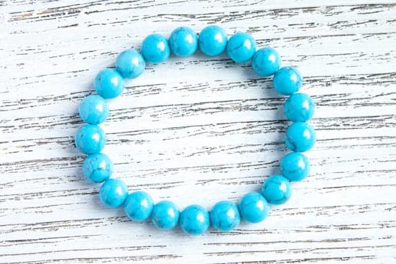 Turquoise Bracelet Sister Bracelet Blue Turquoise Women Beaded Bracelet Blue Simple Bracelet Yoga Bracelet Mother Bracelet Dainty Bracelet 8mm  Code- WAR9217