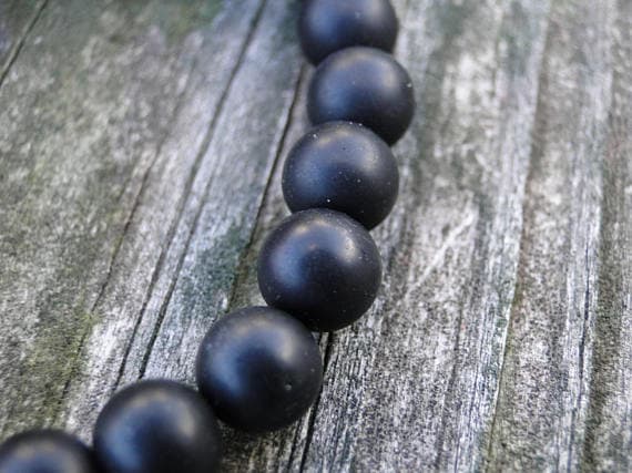 AAA++ Rare Quality Onyx & Orange Aventurine Bracelet | Black Onyx Bracelet | Mens Bracelet | Womens Bracelet | Stacking Bracelet | Yoga Meditation Bracelet 8mm 7" Strand. Code- TJH340