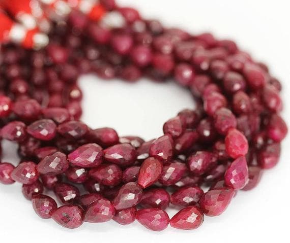 1 strand ruby tear drop faceted 10'' long strand gemstone beads, jewelry supplies for jewelry making, bulk beads, for meditation jewellery for Reiki Healing  gemstone size 10mm to 11mm