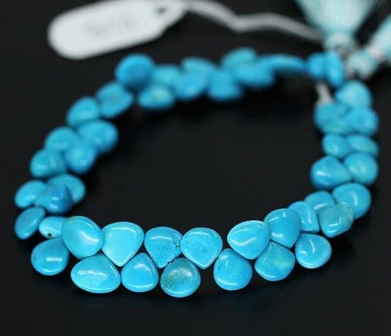 1 strand turquoise heart drop smooth 8'' long strand gemstone beads, jewelry supplies for jewelry making, bulk beads, for meditation jewellery for Reiki Healing  gemstone size 7mm to 8mm