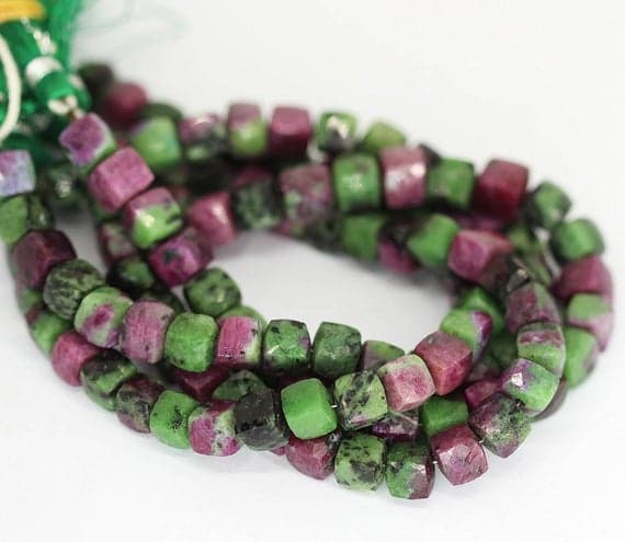 1 strand ruby zoisite square box faceted 8'' long strand gemstone beads, jewelry supplies for jewelry making, bulk beads, for meditation jewellery for Reiki Healing  gemstone size 7mm