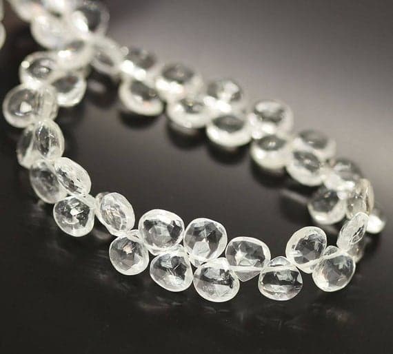 1 strand white crystal quartz heart drop faceted 8'' long strand gemstone beads, jewelry supplies for jewelry making, bulk beads, for meditation jewellery for Reiki Healing  gemstone size 8mm