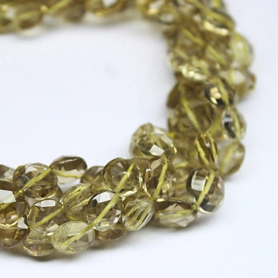 1 strand lemon quartz coin round faceted 10'' long strand gemstone beads, jewelry supplies for jewelry making, bulk beads, for meditation jewellery for Reiki Healing  gemstone size 7mm