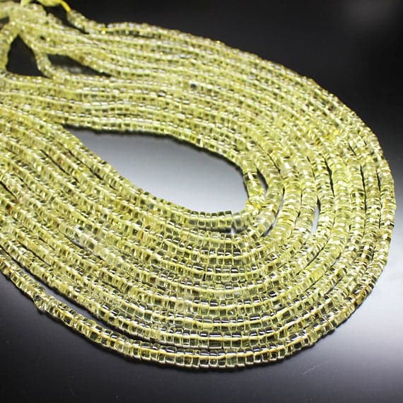 1 strand lemon quartz rondelle smooth 13'' long strand gemstone beads, jewelry supplies for jewelry making, bulk beads, for meditation jewellery for Reiki Healing  gemstone size 4mm to 5mm