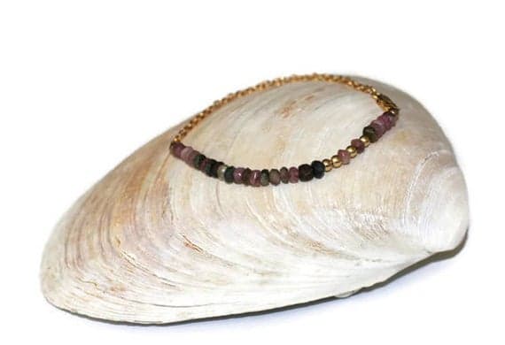 24k gold Plated Wholesale Silver helling 3-4mm stacking Multi Tourmaline Bracelet Rondelle, Faceted 7" for mens, womens, gf, bf & Adult.