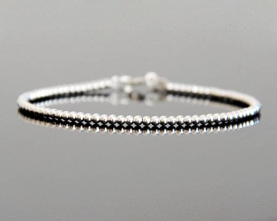 Silver Beaded Bracelet - Silver Ball Bracelet, Sterling Silver Bracelet, Minimalist Bracelet Silver, Silver Stackable Bracelet 2.5mm  Code- WAR6082