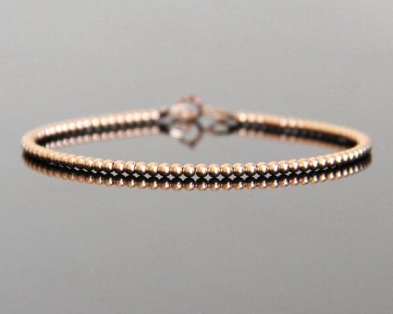 Rose Gold Filled Bracelet - Rose Gold Bead Bracelet, Rose Gold Bracelet Bridesmaid, Simple Bracelet Rose Gold, Rose Gold Bracelet Wedding 2.5mm Code- WAR6087
