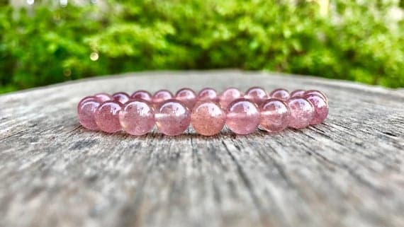 Blush Jewelry 8mm Stretchable Pink Lepidocrocite Bracelet Round, Smooth 7" for mens, womens, gf, bf & Adult.