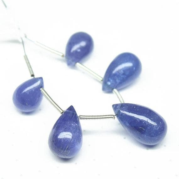1 strand violet tanzanite tear drop smooth 5 pieces strand gemstone beads, jewelry supplies for jewelry making,  for meditation jewellery for Reiki Healing  gemstone size 15mm to 19mm