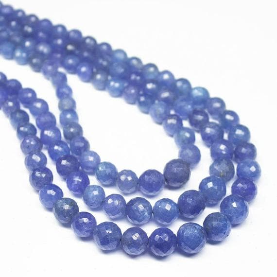 1 strand tanzanite round ball faceted 20'' long strand gemstone beads, jewelry supplies for jewelry making, bulk beads, for meditation jewellery for Reiki Healing  gemstone size 5mm to 9mm