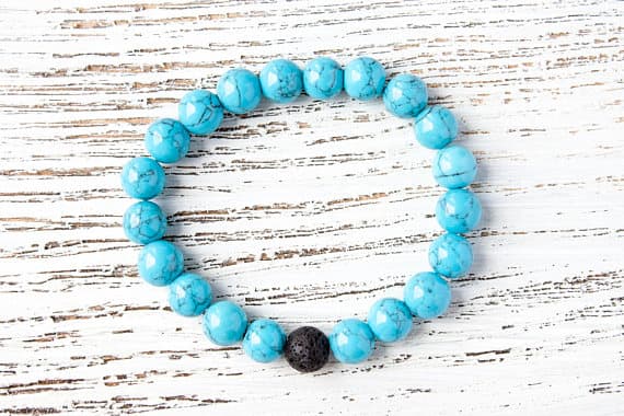 Turquoise Bracelet Mens Lava Bracelet Black Lava Bracelet Moms Bracelet BFF Bracelet Boyfriend Bracelet Yoga Bracelet Distance Bracelet Gift 8mm  Code- WAR9232