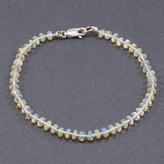 Opal Bracelet, Opal, Bead Bracelet, Opal Beaded Bracelet, Gift, Gift for Women, Gift for Her, Opal Rondelle, Beaded Bracelets, Opal 3mm  Code- WAR6528
