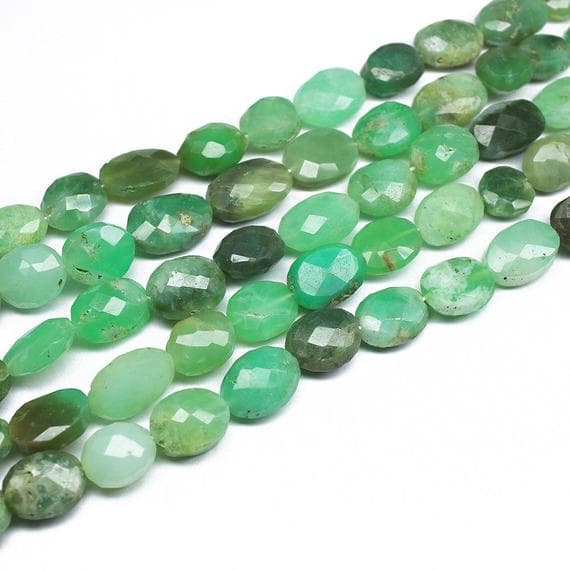 1 strand chrysoprase oval faceted 14'' long strand gemstone beads, jewelry supplies for jewelry making, bulk beads, for meditation jewellery for Reiki Healing  gemstone size 12mm to 14mm