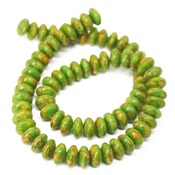 1 strand turquoise rondelle smooth 15'' long strand gemstone beads, jewelry supplies for jewelry making, bulk beads, for meditation jewellery for Reiki Healing  gemstone size 8mm