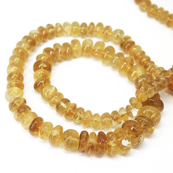 1 strand citrine rondelle smooth 18'' long strand gemstone beads, jewelry supplies for jewelry making, bulk beads, for meditation jewellery for Reiki Healing  gemstone size 6mm to 12mm