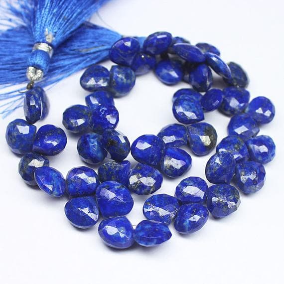 1 strand lapis lazuli heart drop faceted 9'' long strand gemstone beads, jewelry supplies for jewelry making, bulk beads, for meditation jewellery for Reiki Healing  gemstone size 8mm to 9mm