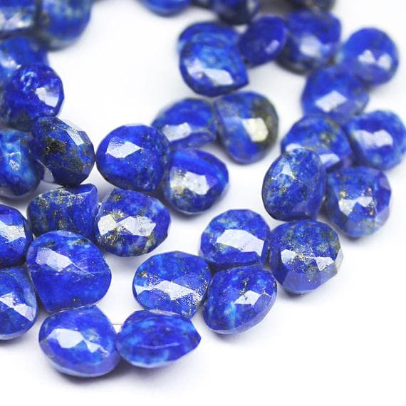 1 strand lapis lazuli heart drop faceted 9'' long strand gemstone beads, jewelry supplies for jewelry making, bulk beads, for meditation jewellery for Reiki Healing  gemstone size 6mm to 8mm