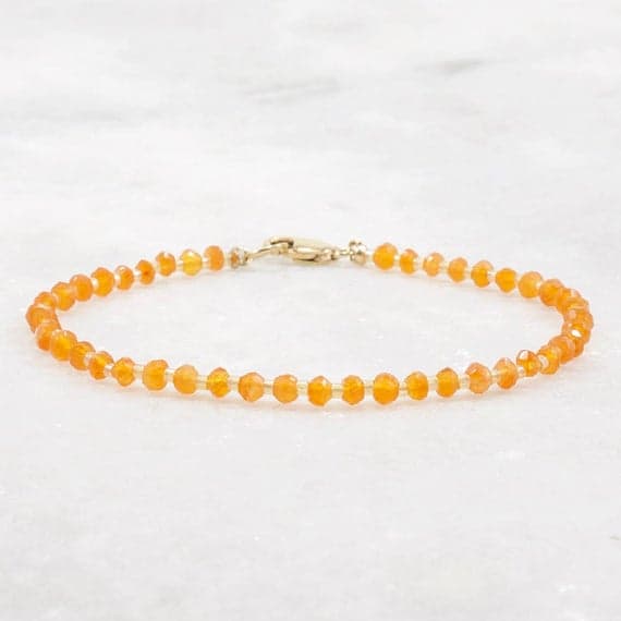 Carnelian Bracelet, Delicate Bracelet, Gemstone Bracelet, Skinny Bracelet, Minimal Bracelet, Orange Gemstone, Beaded Jewelry, Genuine 3mm  Code- WAR6527