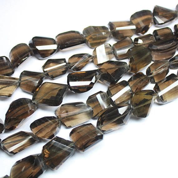 1 strand smocky quartz step cut tumbled freeform faceted 9'' long strand gemstone beads, jewelry supplies for jewelry making,  for meditation jewellery for Reiki Healing  size 15mm to 23mm