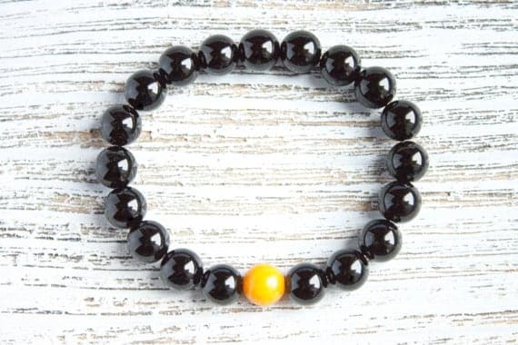 Black and Orange Bracelet Sister Bracelet Thanksgiving Gift Orange Beads Bracelet Black Beads Bracelet Christmas Gift BFF Gift Autumn Gift 8mm  Code- WAR9208
