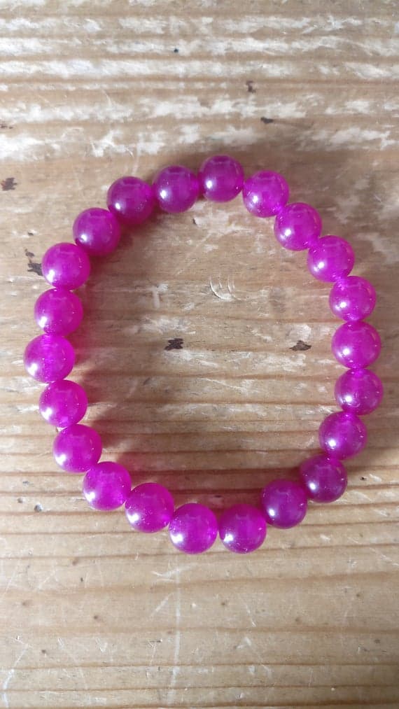 Bridesmaid Jewelry 6mm Pink pink sapphire Stretchable Bracelet Round, Smooth 18cm for mens, womens, gf, bf and adults.