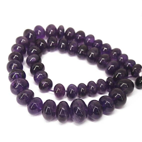 1 strand amethyst rondelle smooth 18'' long strand gemstone beads, jewelry supplies for jewelry making, bulk beads, for meditation jewellery for Reiki Healing  gemstone size 9mm to 14mm