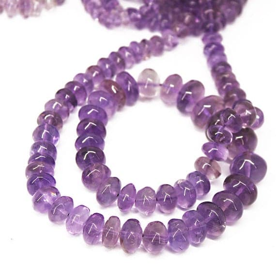 1 strand amethyst rondelle smooth 17'' long strand gemstone beads, jewelry supplies for jewelry making, bulk beads, for meditation jewellery for Reiki Healing  gemstone size 6mm to 10mm