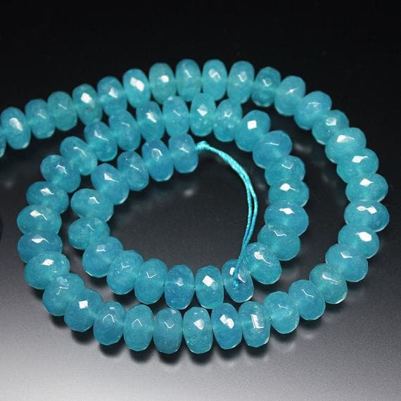 1 strand aquamarine rondelle faceted 16'' long strand gemstone beads, jewelry supplies for jewelry making, bulk beads, for meditation jewellery for Reiki Healing  gemstone size 10mm