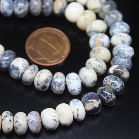 1 strand dendrite agate rondelle smooth 18'' long strand gemstone beads, jewelry supplies for jewelry making, bulk beads, for meditation jewellery for Reiki Healing  gemstone size 7mm