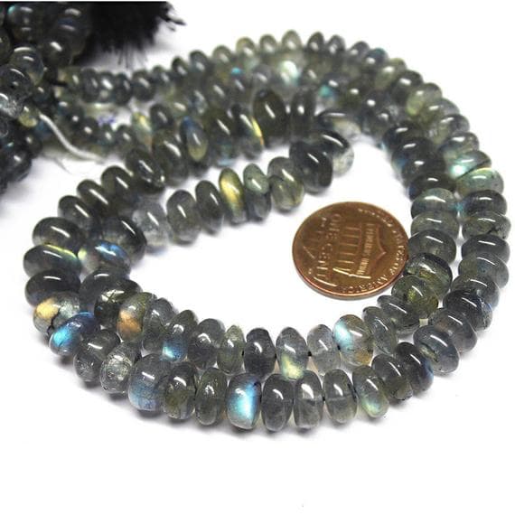 1 strand labradorite rondelle smooth 18'' long strand gemstone beads, jewelry supplies for jewelry making, bulk beads, for meditation jewellery for Reiki Healing  gemstone size 6mm to 11mm