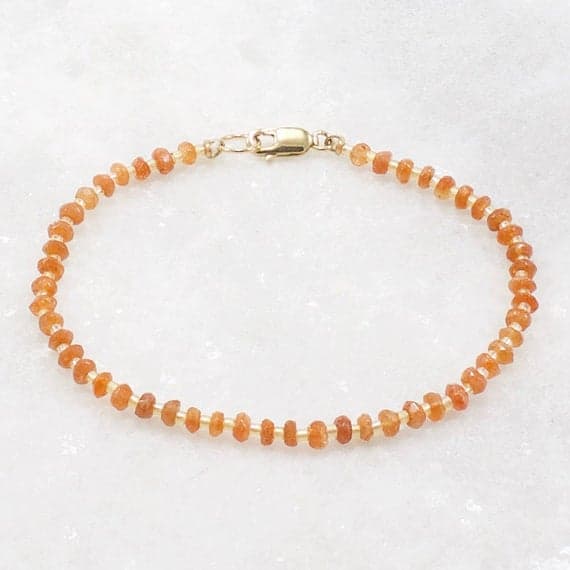 Sunstone Bead Bracelet, Sunstone, Bead Bracelet, Sunstone Beaded Bracelet 3mm  Code- WAR6526