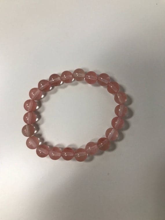 Jewelry Energy 8mm Stretchable Pink Cherry Quartz Bracelet Round, Smooth 7" for mens, womens, gf, bf & Adult.