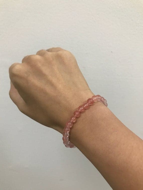 Wholesale 6mm Stretchable Pink Cherry Quartz Bracelet Round, Smooth 7" for mens, womens, gf, bf & Adult.