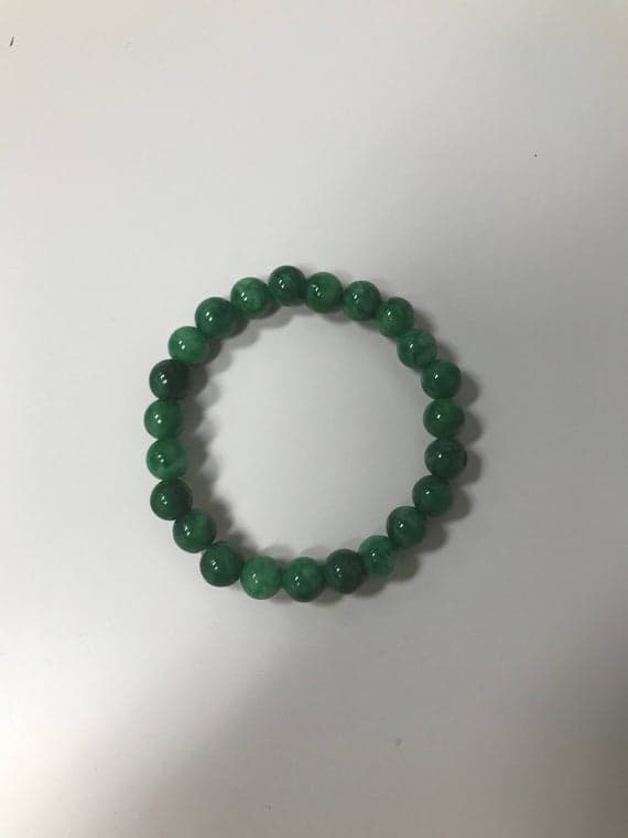 Natural 6mm Stretchable Green Jade Bracelet Round, Smooth 7" for mens, womens, gf, bf & Adult.
