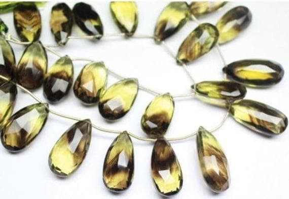 1 strand lemon quartz pear drop faceted 9'' long strand gemstone beads, jewelry supplies for jewelry making, bulk beads, for meditation jewellery for Reiki Healing  gemstone size 21mm to 22mm