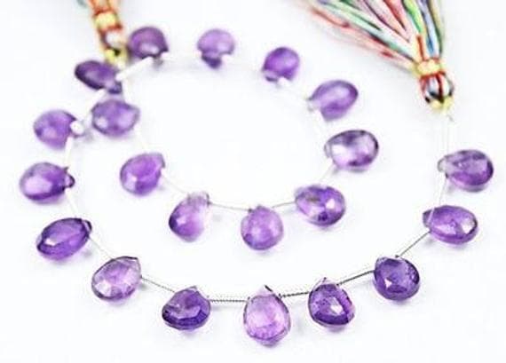 1 strand amethyst pear drop faceted 20 pieces strand gemstone beads, jewelry supplies for jewelry making, bulk beads, for meditation jewellery for Reiki Healing  gemstone size 9mm to 10mm