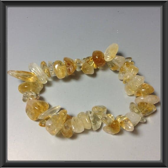 Positive Energy 6x8mm Stretchable Yellow Citrine Bracelet Chips, Smooth 7" for mens, womens, gf, bf & Adult.