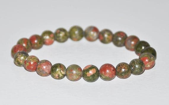 Empath Protection 8mm Multi Colour Unakite Stretchable Bracelet Round, Smooth 18cm for mens, womens, gf, bf and adults.