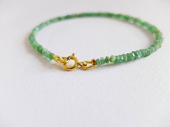 AAA++ Rare Quality Colombian Emerald Bracelet in 925 Italian silver,genuine raw Emerald beads,Stackable,Emerald minimalist bracelet gem bracelet stackable gem 2 mm Code- TJH100
