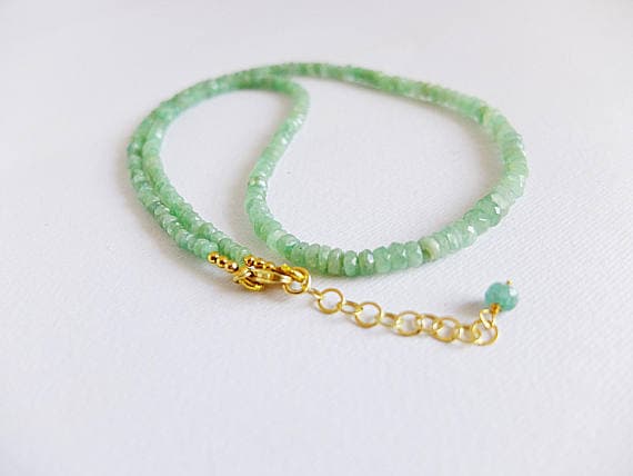 AAA++ Rare Quality Emerald necklace ! Graduated Rondelles Emerald necklace with Gold  filled clasp and adjustable chain, Emerald jewelry,Emerald,aqua emerald 2 mm to 5 mm Code- TJH144