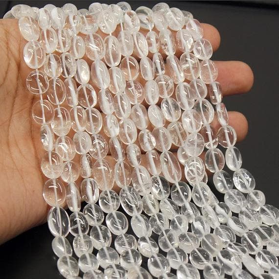 1 strand white crystal quartz oval smooth 13'' long strand gemstone beads, jewelry supplies for jewelry making,  for meditation jewellery for Reiki Healing  gemstone size 10mm to 11mm