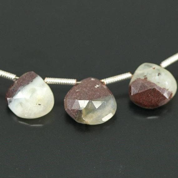 1 strand prehnite heart drop faceted 4'' long strand gemstone beads, jewelry supplies for jewelry making, bulk beads, for meditation jewellery for Reiki Healing  gemstone size 7mm to 10mm