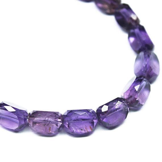 1 strand amethyst step cut tumbled freeform faceted 8'' long strand gemstone beads, jewelry supplies for jewelry making,  for meditation jewellery for Reiki Healing  gemstone size 11mm to 13mm