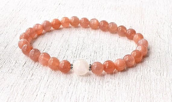 Sunstone Moonstone Bracelet, Sunstone Bracelet, Healing Bracelet, Yoga Bracelet, Chakra Healing Stone Jewelry, Sunstone Bracelet, AAA Stones 5-6mm Code- WAR6861
