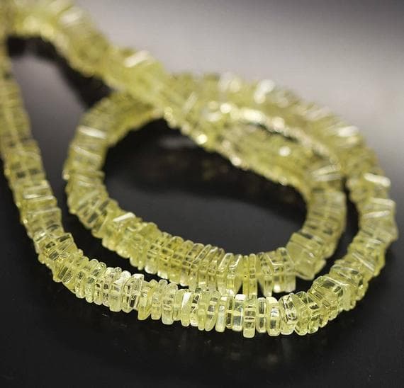 1 strand lemon quartz heishi cube square smooth 16'' long strand gemstone beads, jewelry supplies for jewelry making, bulk beads, for meditation jewellery for Reiki Healing  gemstone size 5mm