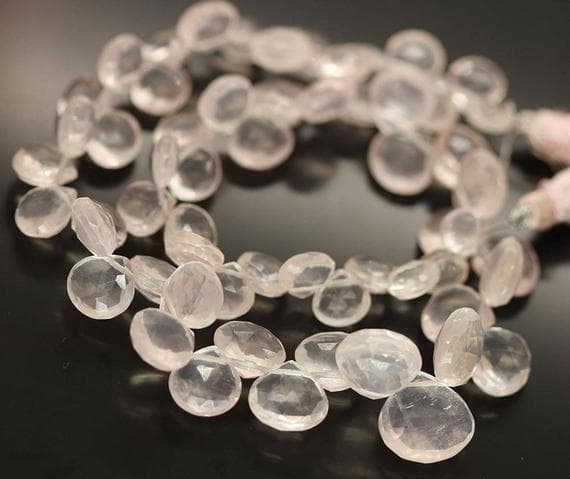1 strand rose quartz heart drop faceted 10'' long strand gemstone beads, jewelry supplies for jewelry making, bulk beads, for meditation jewellery for Reiki Healing  gemstone size 8mm to 12mm