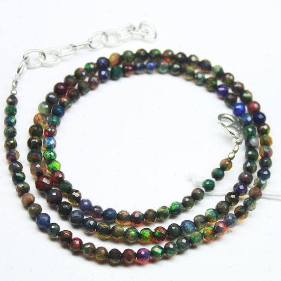 1 strand ethiopian welo fire opal round ball faceted 17'' long strand gemstone beads, jewelry supplies for jewelry making,  for meditation jewellery for Reiki Healing  gemstone size 3mm to 4mm